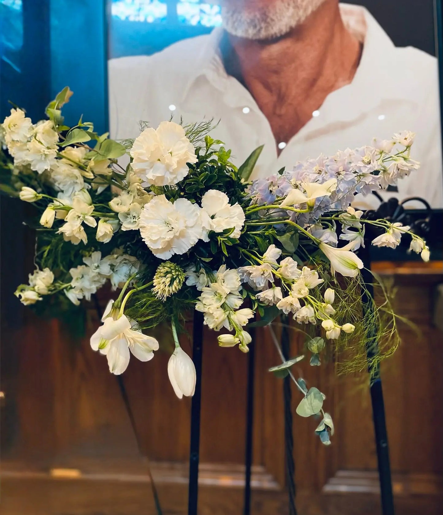 Funeral Picture Memorial Arrangement Luminous Blooms & Gardens