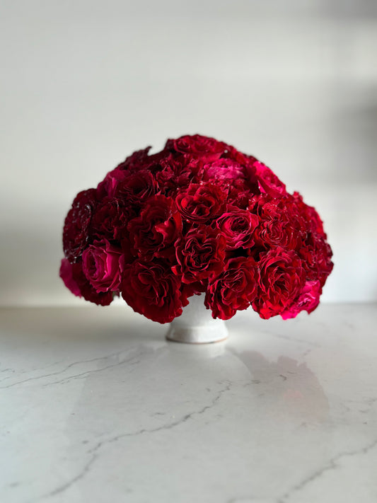 Lush Red Roses in a Vase