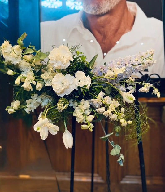 Funeral Picture Memorial Arrangement Luminous Blooms & Gardens