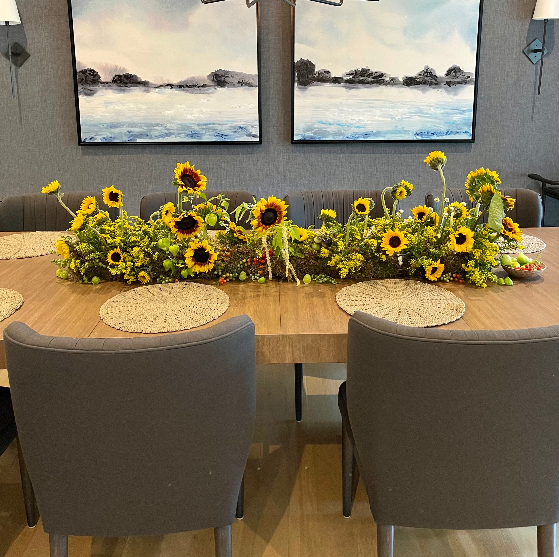 Sunflower arrangement by Luminous Blooms in Highland Park, IL